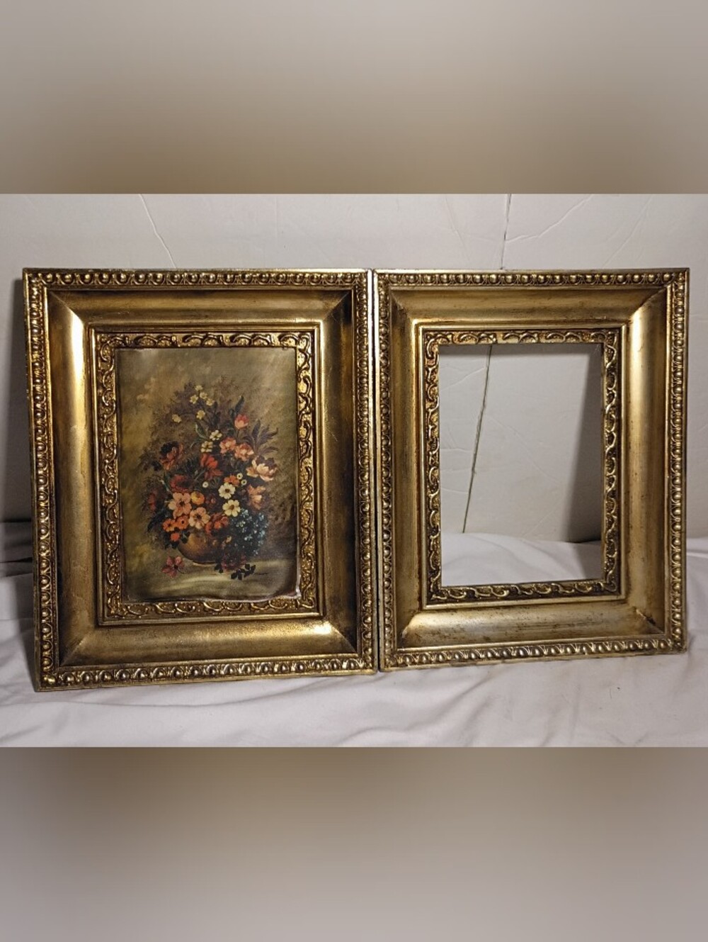 Vtg 1970s Ornate Gold Frames Matching Pair 5x7 Heavy Baroque Picture Frame Lot